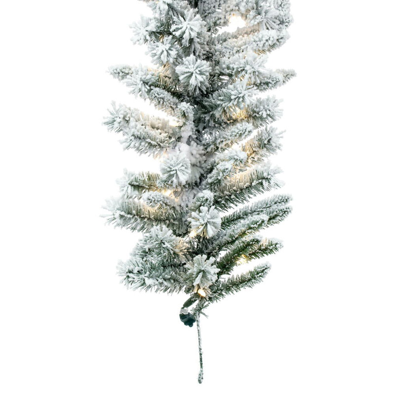 Vickerman 9' x 14" Flocked Utica Fir Artificial Pre-Lit Garland with 100 Warm White LED Mini Lights