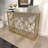 Beritan Metal Weathered Geometric Gold Console Table with Mirrored Glass Top