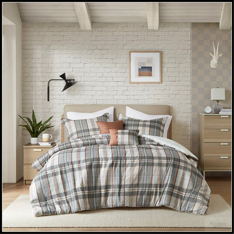Ensemble de couette à carreaux complet, Tissu écossais multicolore