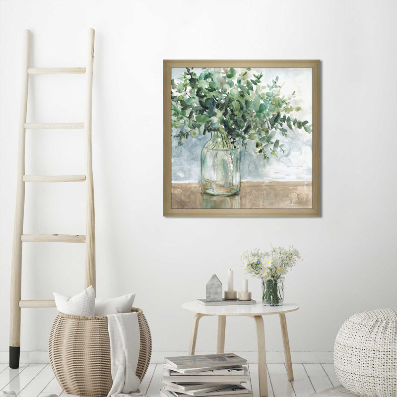 " Eucalyptus Bouquet " by Carol Robinson, Champagne Framed, 31.5" H x 31.5" W x 1" D