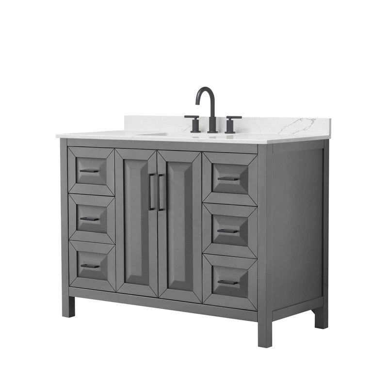 Daria 48'' W Vanity, Gray, Matte Black, Giotto Quartz