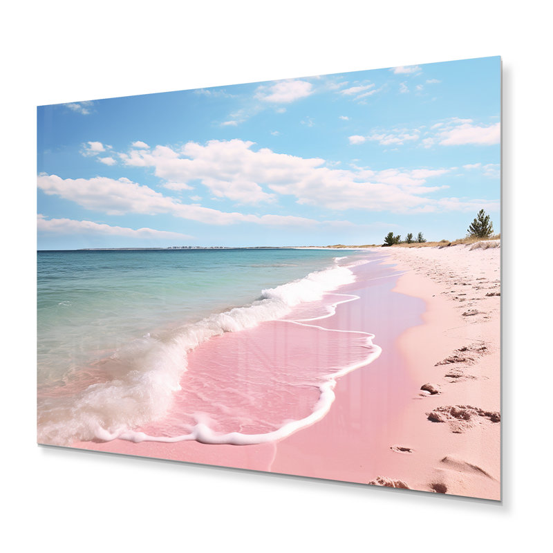 Décoration murale en métal rose, paysage de plage I - Paysages, H 12 po x l 20 po