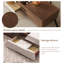 Table basse moderne extensible à 2 tons avec rangement caché, finition noyer et crème