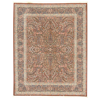 Hand Knotted Wool Oriental Area Rug in Wine And Navy