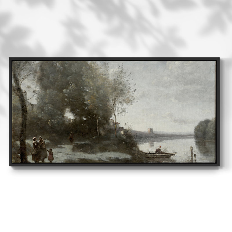 Série paysage - DLXV III - Toile tendue avec châssis encadré - Prêt à être accroché, H 21 po x l 41 po, Noir