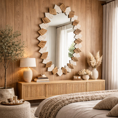 Solid Wood Oval Mirror