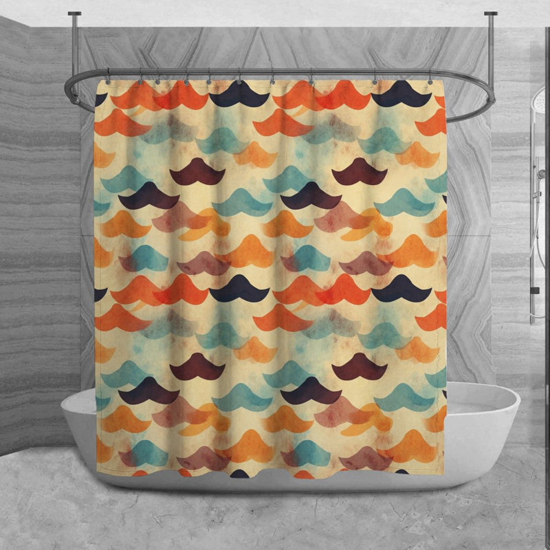 Moustache Shower Curtain Hipster Bathroom Decor Blue, H 73 po x l 70 po
