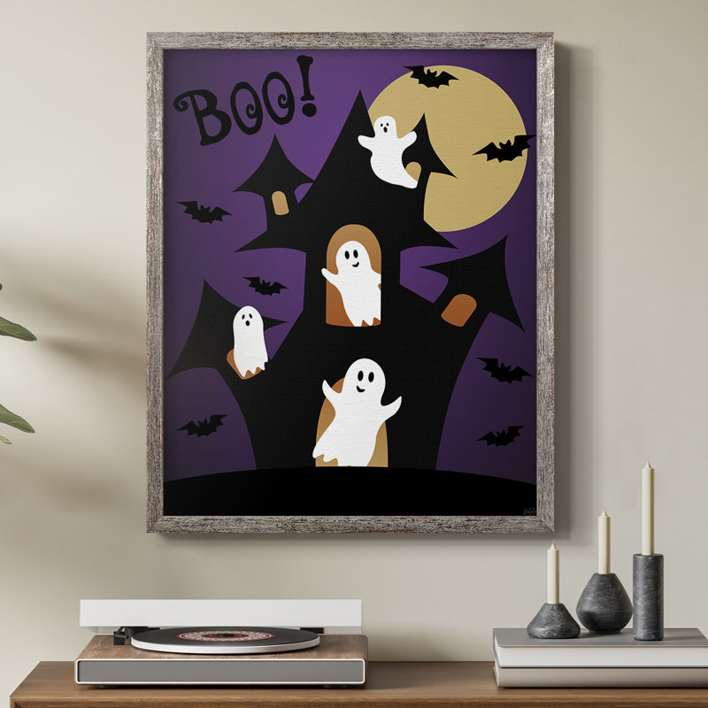 Ghost Haunted House, reproduction encadrée - bois massif, H 21 po x l 17 po