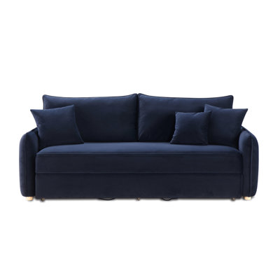 Canapé modulaire en velours bleu avec canapé-lit et options de rangement pratiques