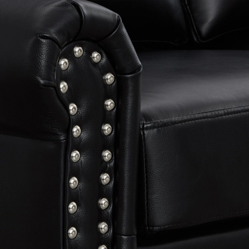 Canapé simple Deiontay, Cuir PU noir