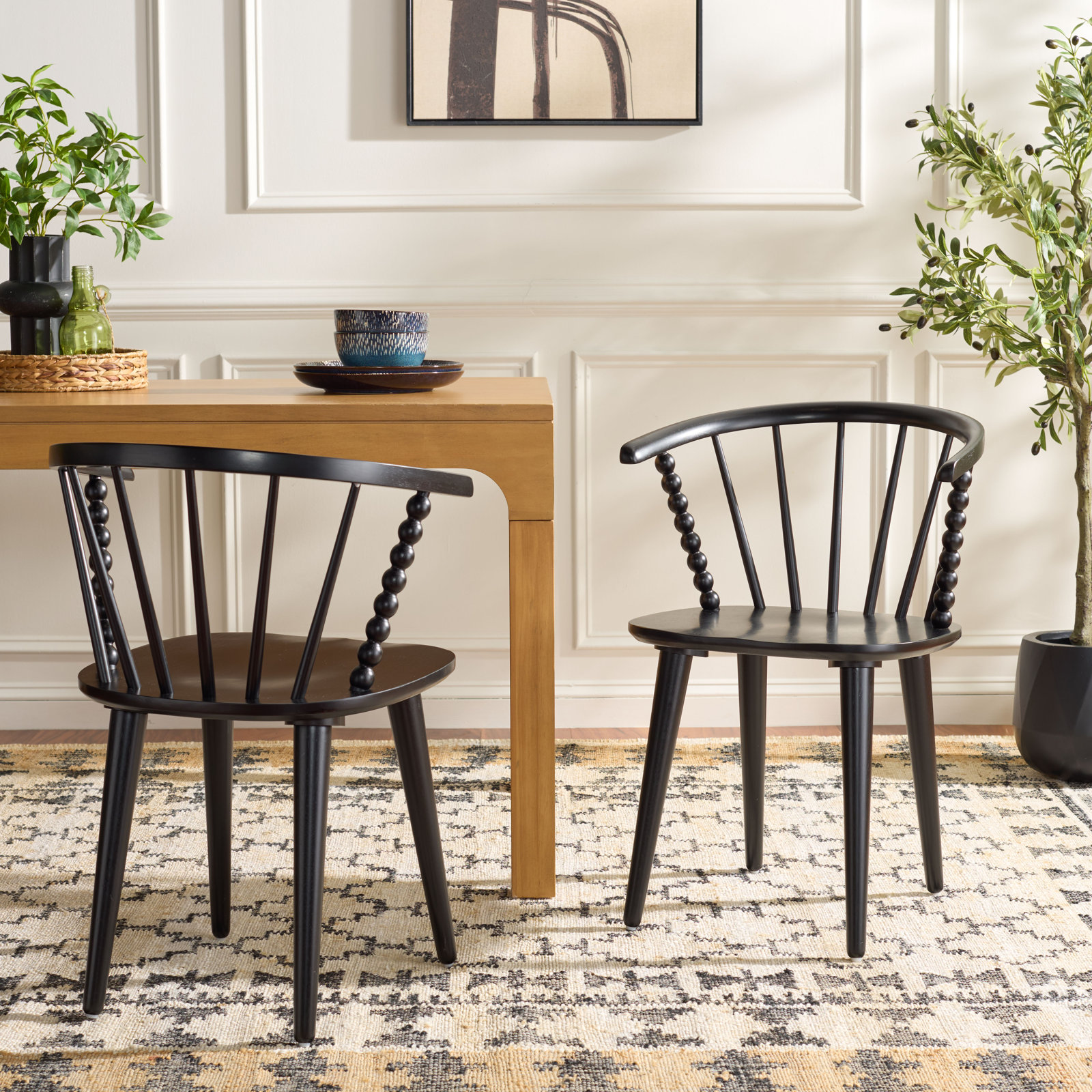 Condrey Curved Back Dining Armchair, Black