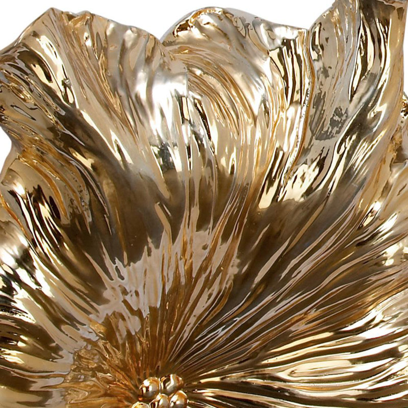 Polystone 3D Floral Wall Decor Set, Gold