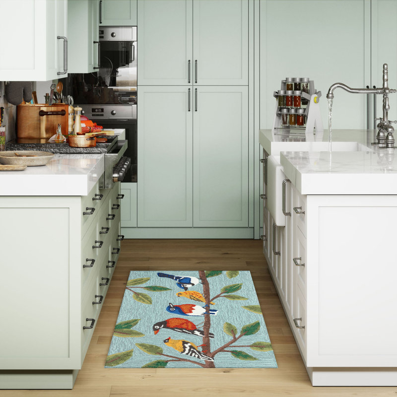 Brodyn Polyester Kitchen Mat, Rectangle 2' x 3', Blue