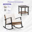 Ensemble de 3 fauteuils à bascule d'extérieur, ensemble de conversation de patio en rotin PE résistant aux intempéries avec fauteuils à bascule rembourrés et table d'appoint pour porche, jardin, terrasse et bord de piscine, beige