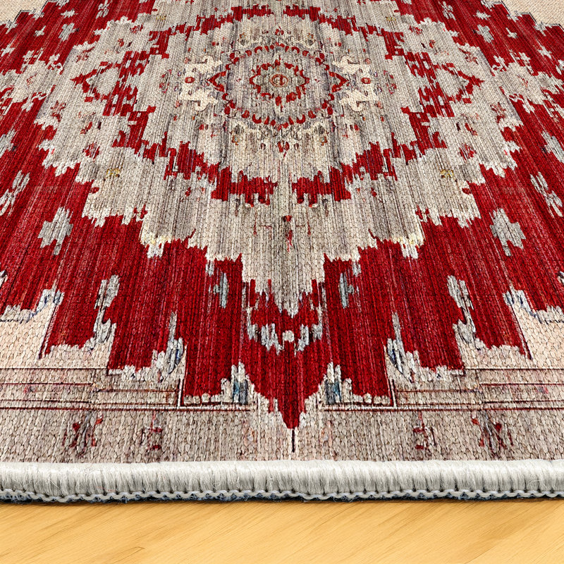Notto Oriental Machine Printed Cotton Polyester Area Rug, Rectangle 5'3" x 9'11"