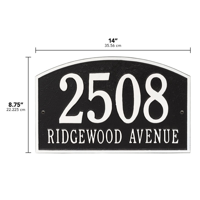 Legacy 2-Line Wall Address Plaque, Black / White, Yes