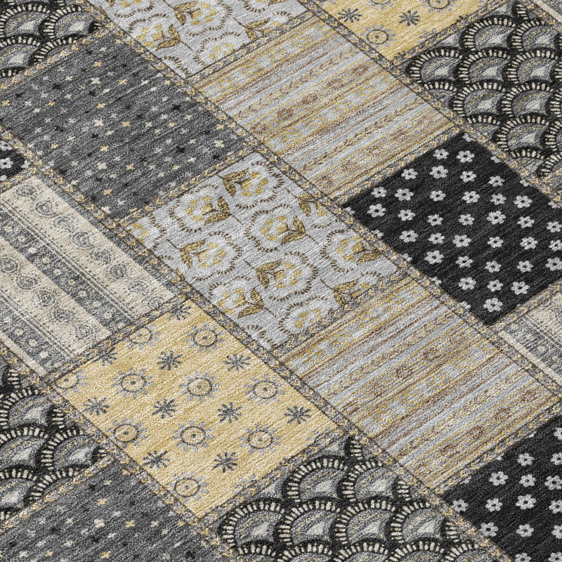 Machine Washable Indoor/Outdoor Chantille ACN2923 Americana Rug, Graphite, 8' Round