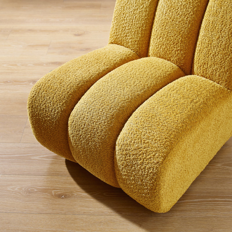 Fareeha  25.2'' W Swivel Upholstered Accent Chair, Yellow Lambwool