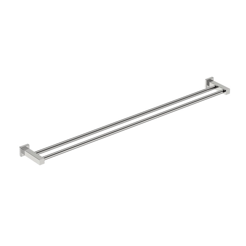 Double Wall Mounted Towel Bar, Polished Stainless Steel