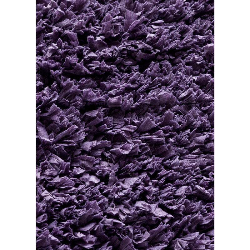 Almanza Authentic Hand-Woven Handmade Washable Solid Light Purple Shag Polyester & Cotton Area Rug, Rectangle 1'8" x 2'6"