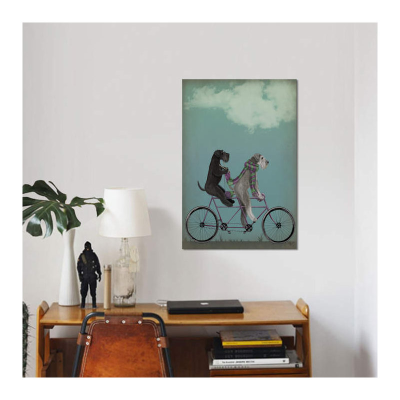 Schnauzer Tandem by Fab Funky - Print on Canvas, No Frame, 66.04 cm H x 45.72 cm W x 1.91 cm D