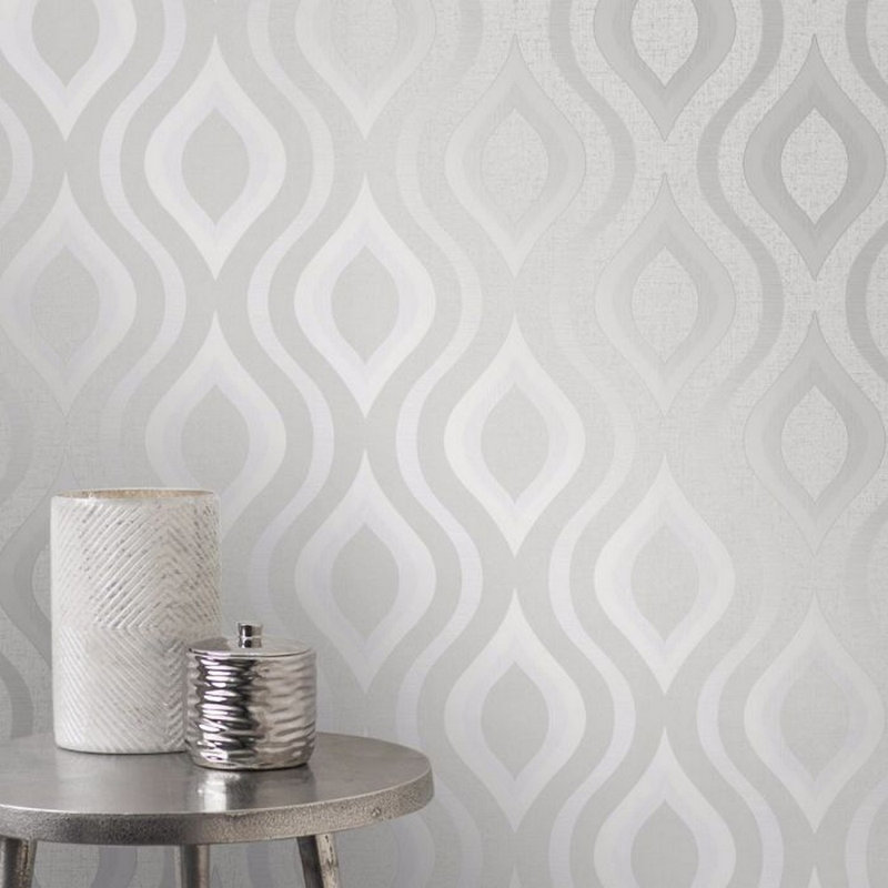 Bohannon 10m x 53cm Semi-Gloss Wallpaper Roll, Silver