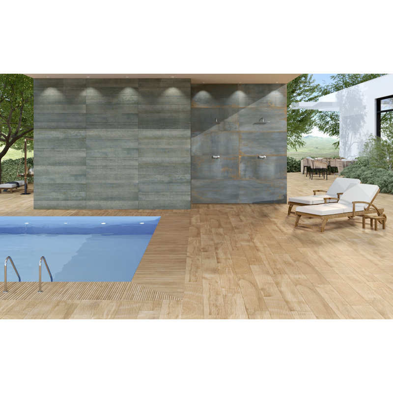 Metal Look 8" x 5" Porcelain Singular Wall & Floor Tile, Green