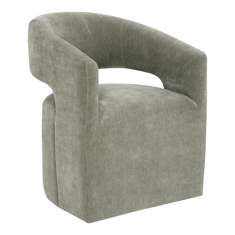 Roya Barrel-Back Dining Chair With Casters, Green