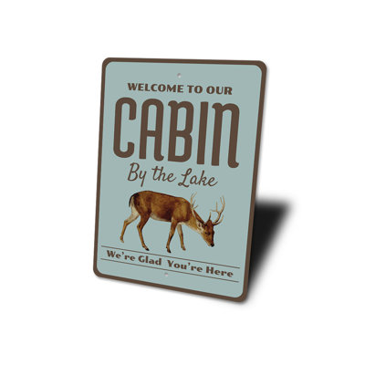 Plaque en aluminium Lake Cabin Welcome
