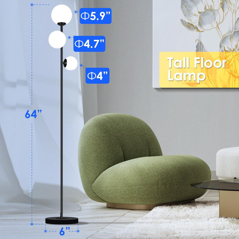 Lampe sur pied moderne réglable - 3 modes d'éclairage et conception élégante en verre pour des espaces de vie confortables