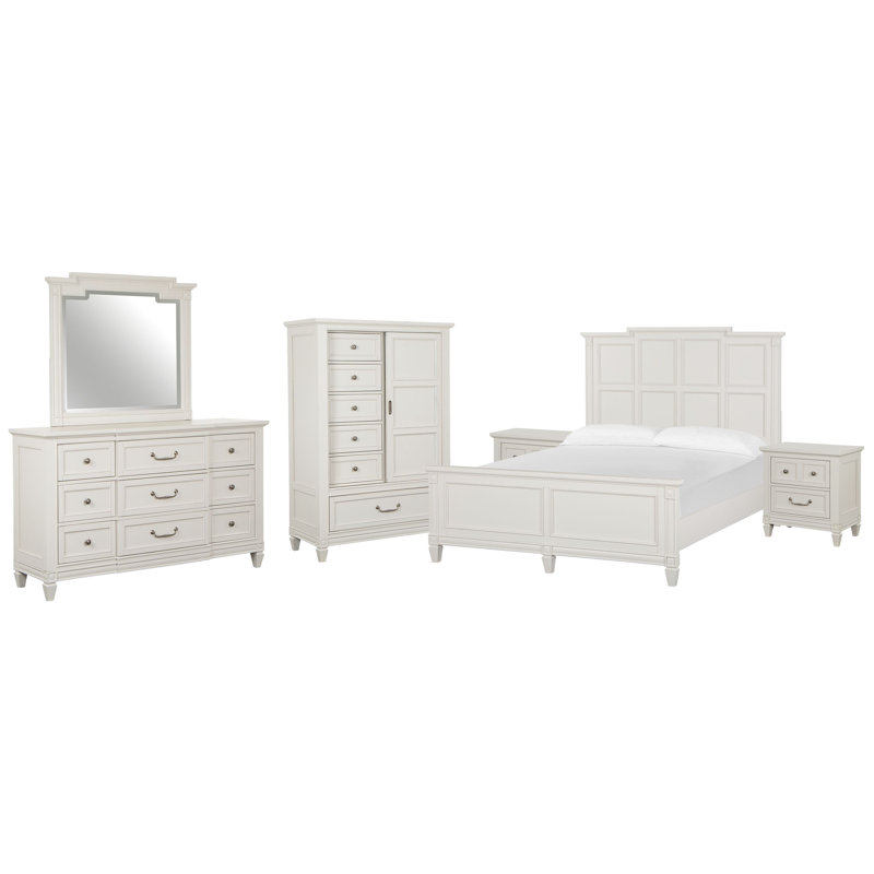 Grande commode à 2 tiroirs avec miroir de paysage et commode, Queen