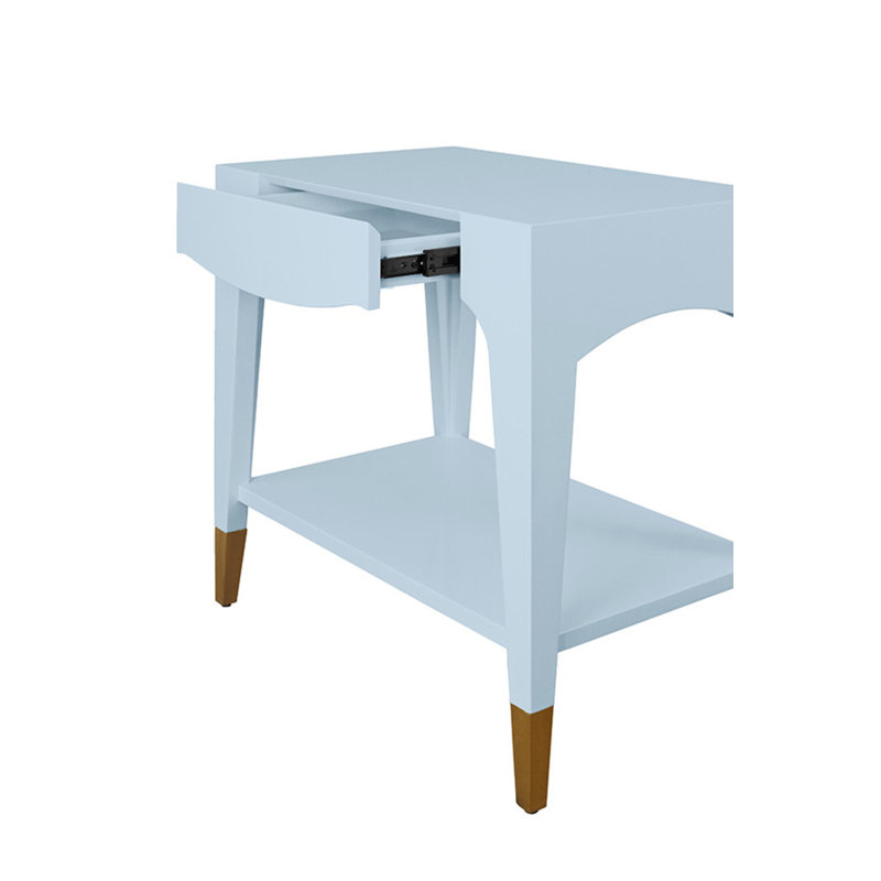 Solid Wood End Table, 29.4"H x 28"W x 18"D, Light Blue