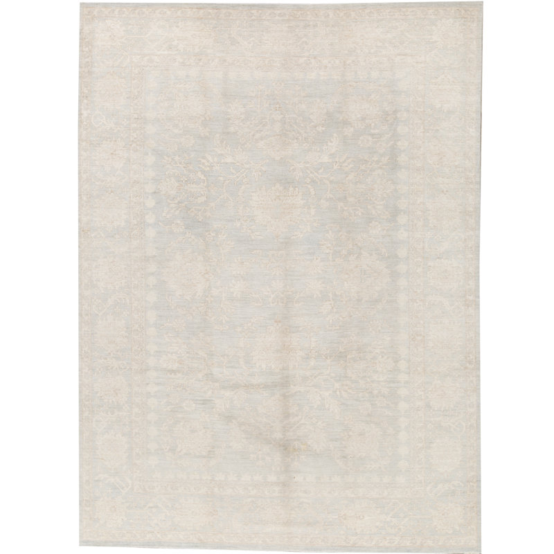 Tapis beige / gris de haute qualité noué à la main