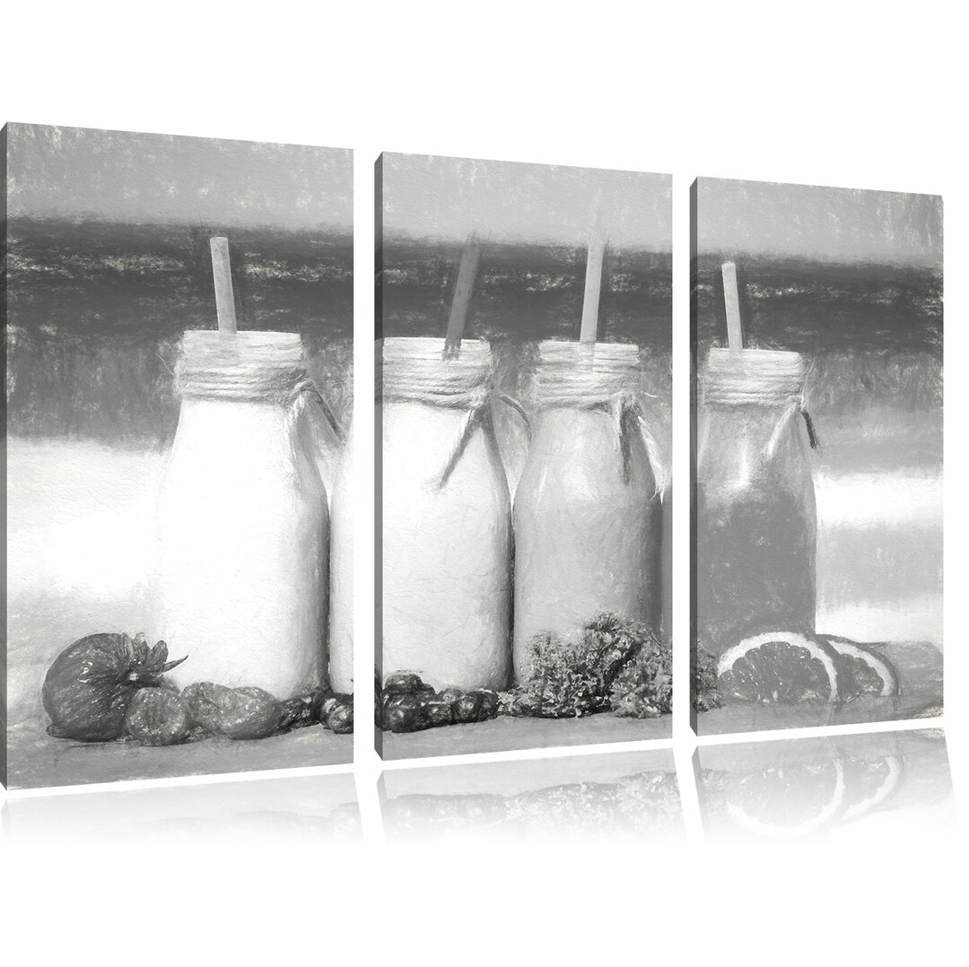 3-tlg. Leinwandbild-Set „Gesunde Smoothies“, Kunstdruck