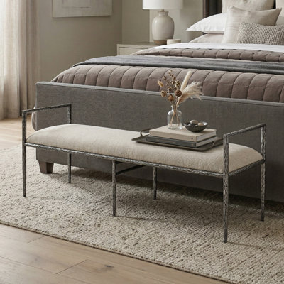 Lalia 60" Modern Hammered Metal Accent Bench