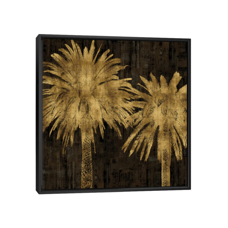 «Palms in Gold II» par Kate Bennett - Estampe numérique sur toile tendue avec châssis, H 37 po x l 37 po x P 1,5 po