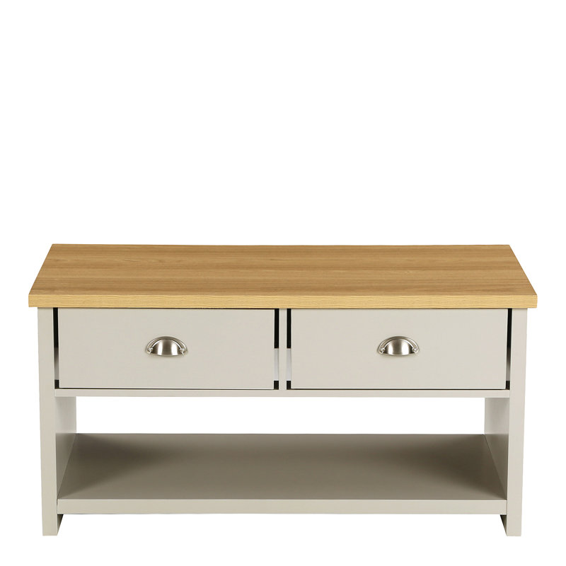 Kerry Coffee Table with Storage, Oak, Cream