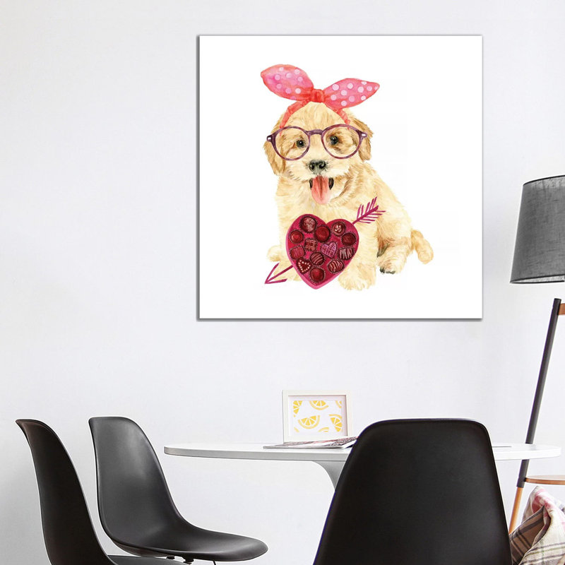 Valentine Puppy IV by Melissa Wang - Wrapped Canvas Painting, 93.98cm H x 93.98cm W x 1.91cm D