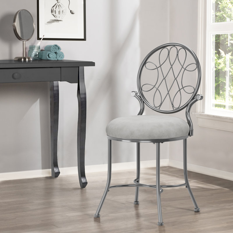 Tabouret de coiffeuse Felan, Gris métallisé, gris