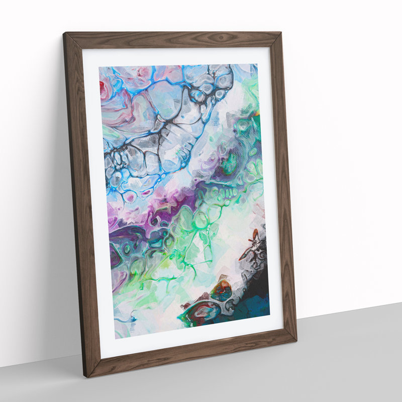 Free Dreams Abstract - Single Picture Frame Painting, Walnut, 46cm H x 34cm W x 2cm D
