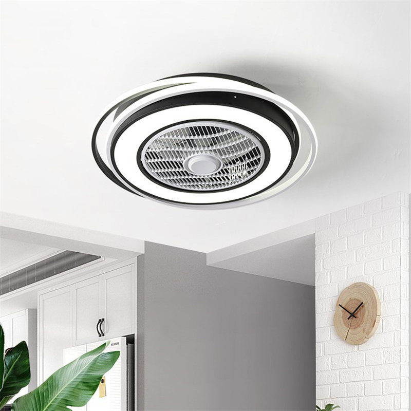 Ventilateurs de plafond encastrés modernes 23 po à DEL avec lumières et télécommande