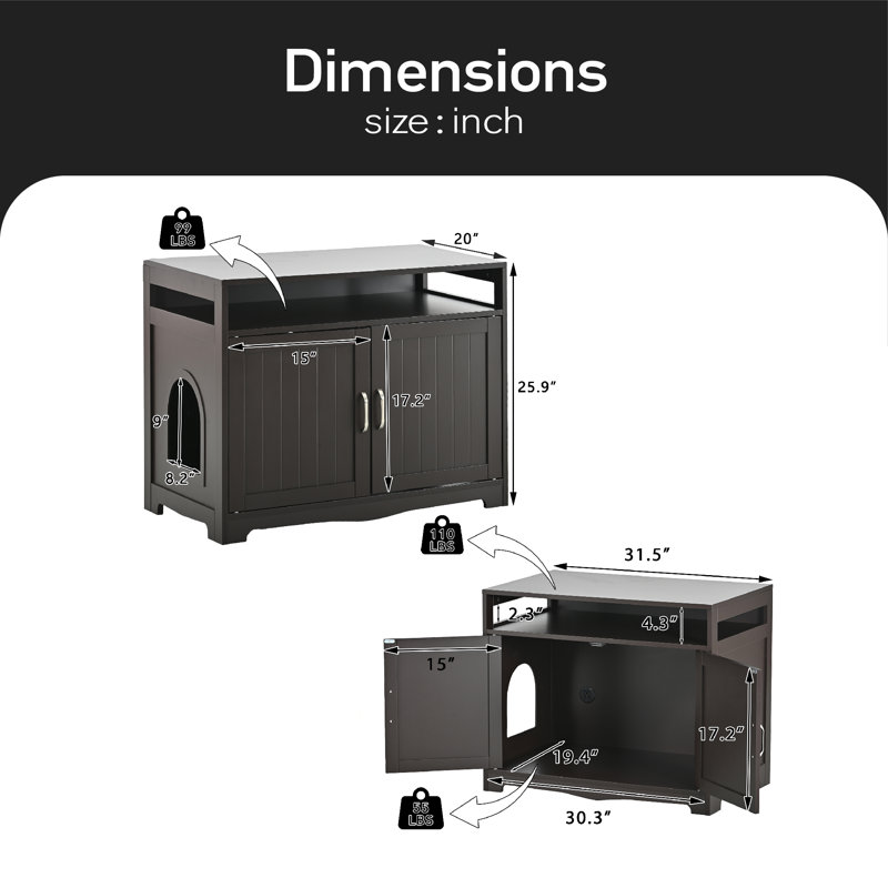 Deleonard Litter Box Enclosure, Esspresso
