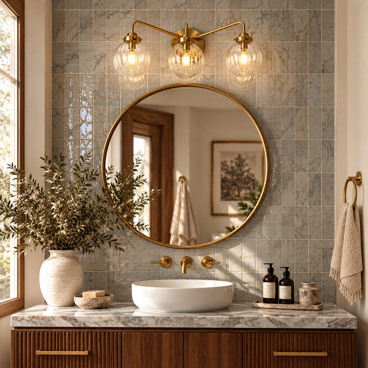 Ulah 3-Light Hand-Blown Glass Vanity Light