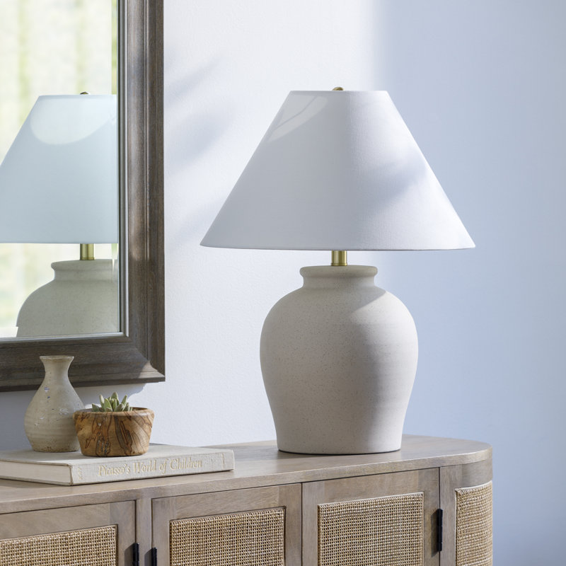Chemise 22" Ceramic Table Lamp, Classic Linen, Beige