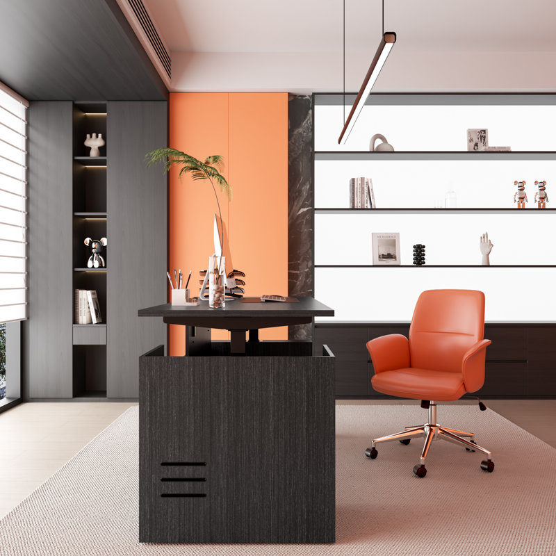66.93'' W Height Adjustable Executive Desk with Pre-Assembled Frame, Gray