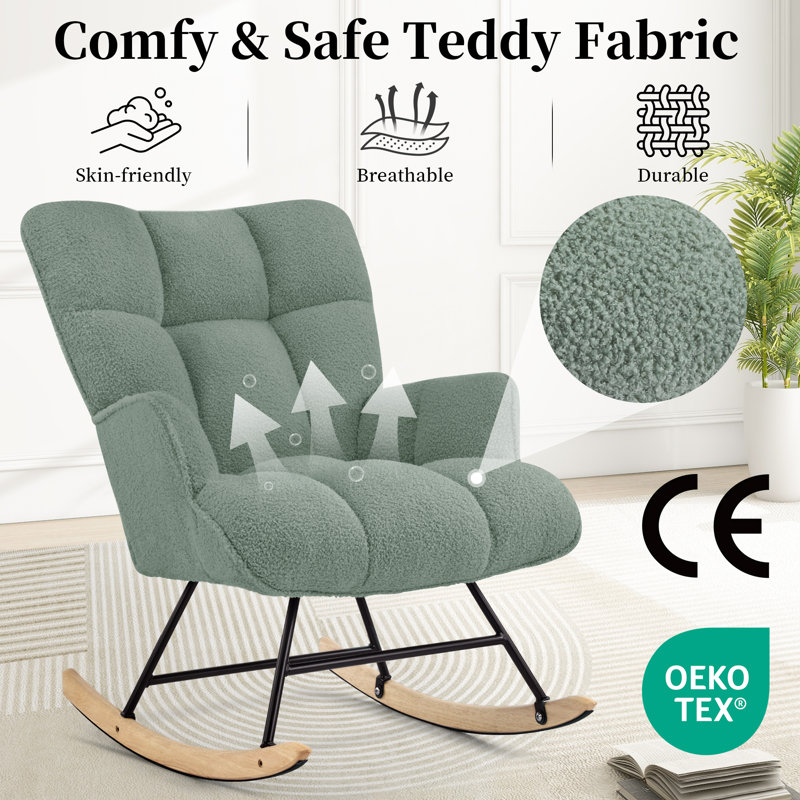 Solid + Manufactured Wood/Iron Rocking Chair, Green