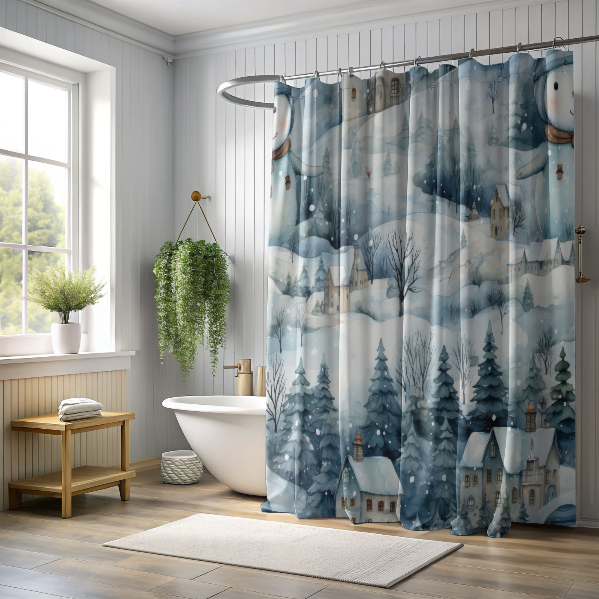 The Holiday Aisle® Frostbitten Sanctuary - Premium Shower Curtain | Wayfair