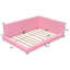 Lit plateforme double rembourré avec et DEL, bois de rose +, aucun sommier nécessaire, guide d'assemblage rapide, ceinture à DEL, fabrication solide des lattes de matelas solides, méthode simple-719954771