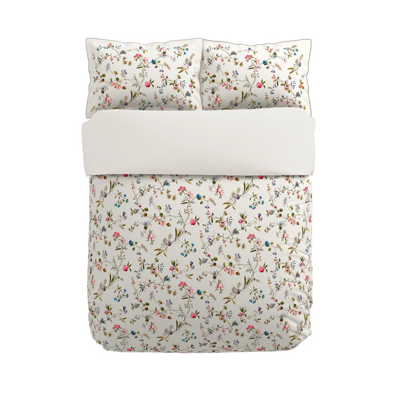 Kilburn Floral Cotton Duvet Cover Set, Double Dovet Cover + 2 Oxford Pillowcases