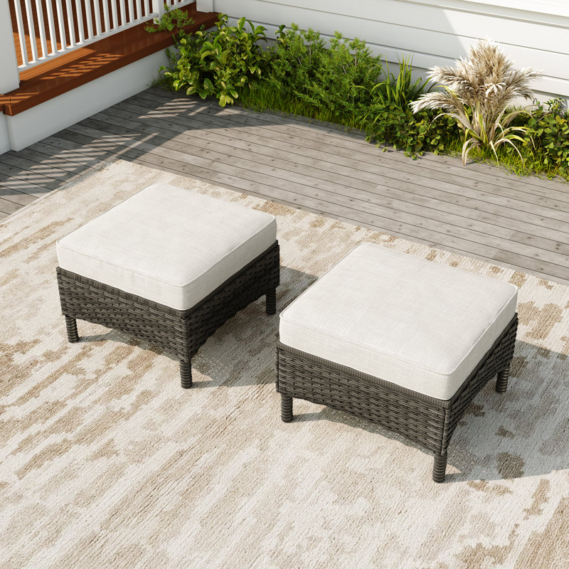 Mapleview Upholstery Ottoman (Set of Two), Beige, Grey